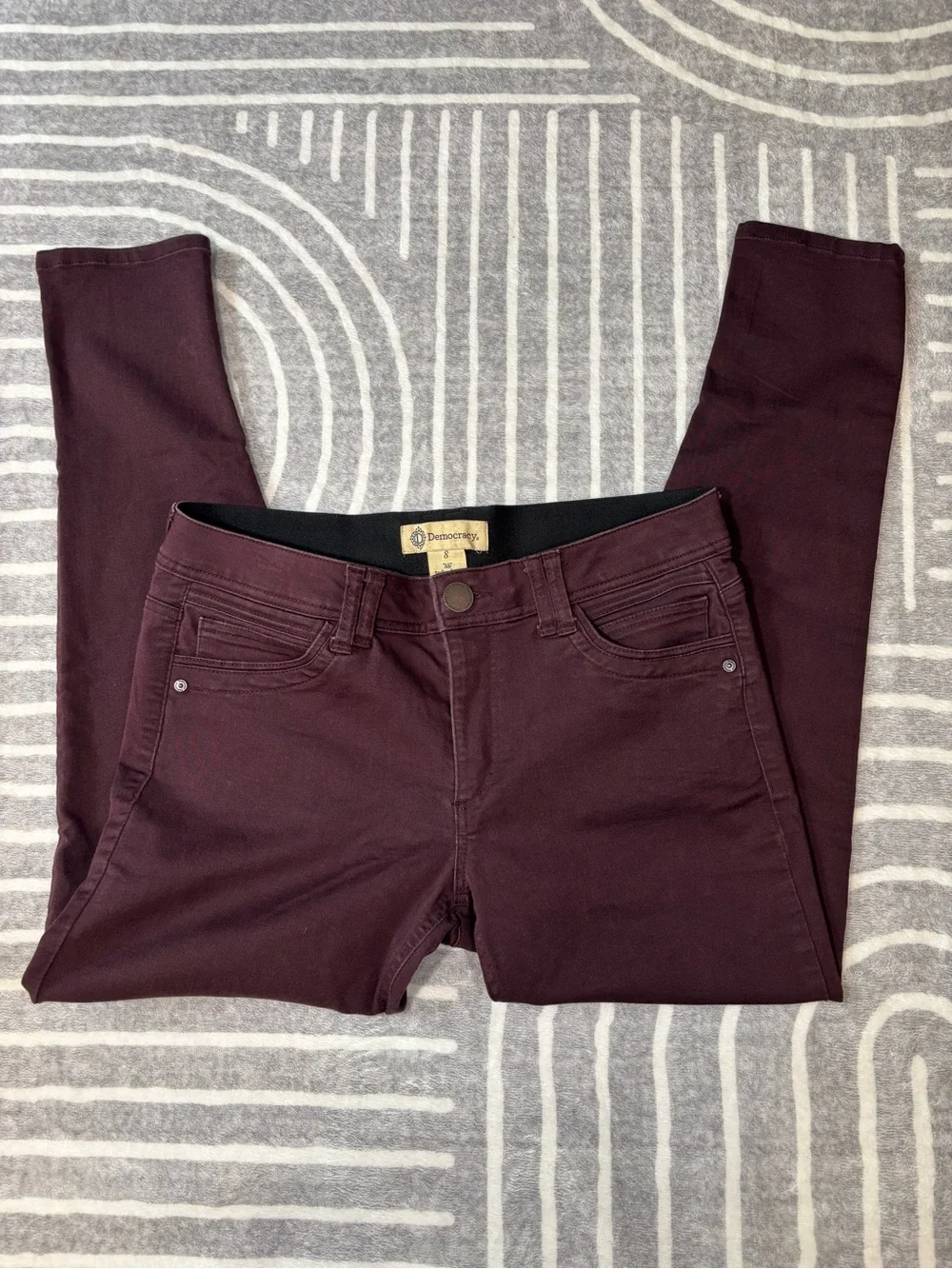 Democracy Jeans, Burgundy Wine, Skinny, “Ab”technology, Size 8, Fall, Autumn
